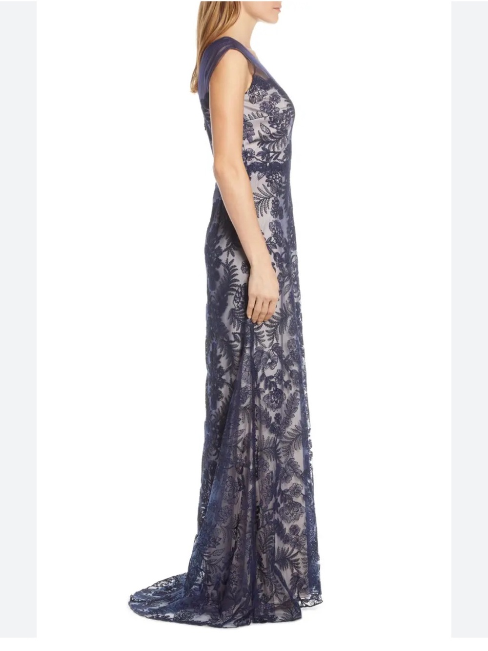 Tadashi Shoji Embroidered lace evening gown
